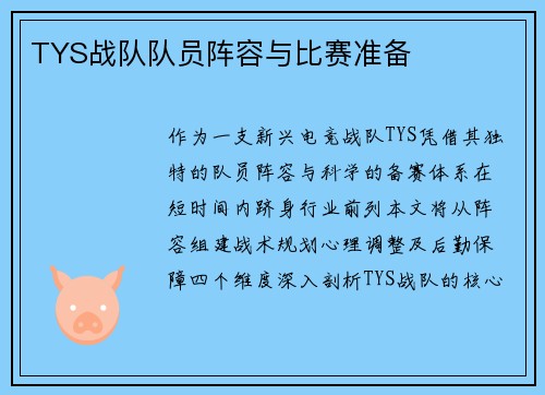 TYS战队队员阵容与比赛准备